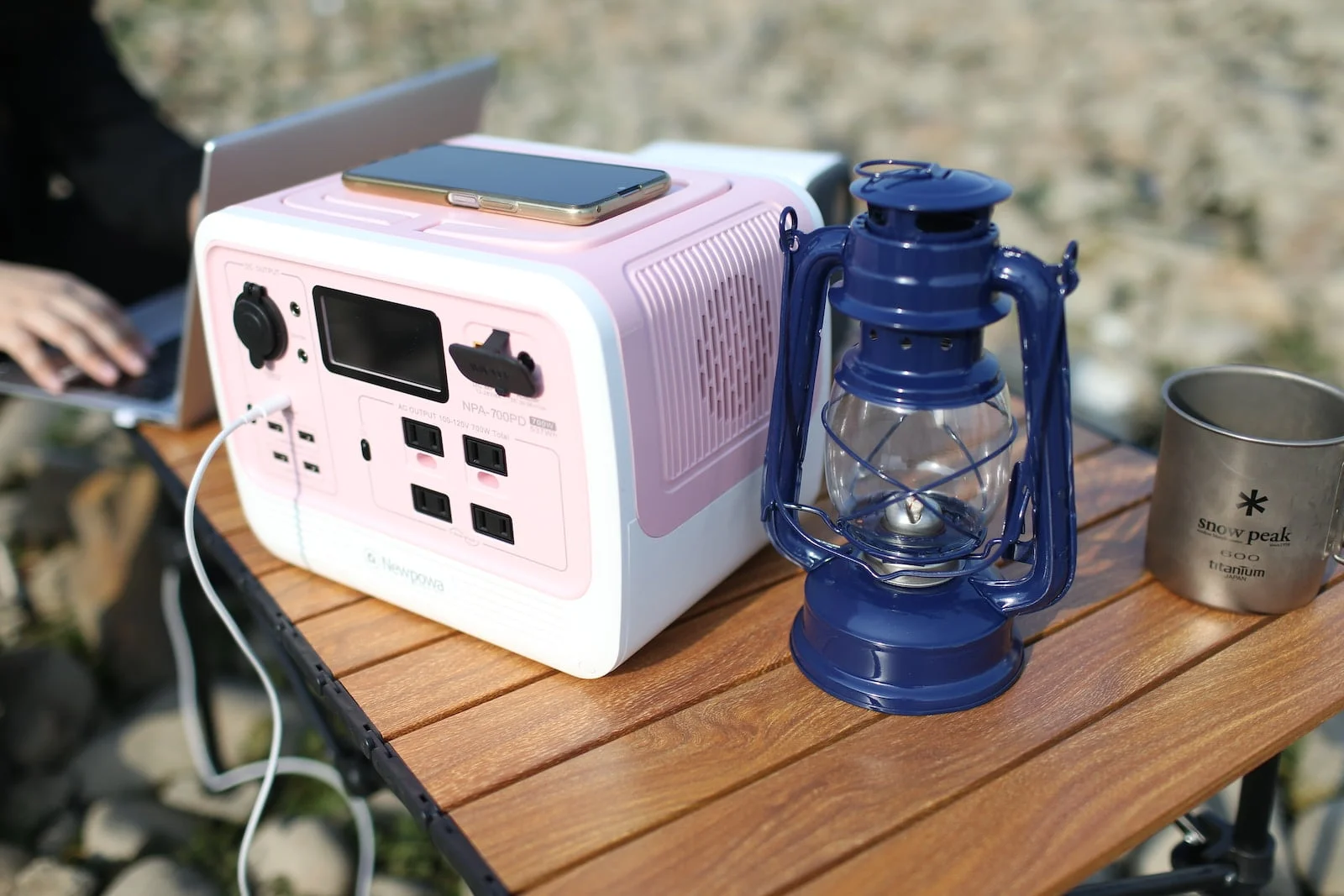 a white and blue electronic device